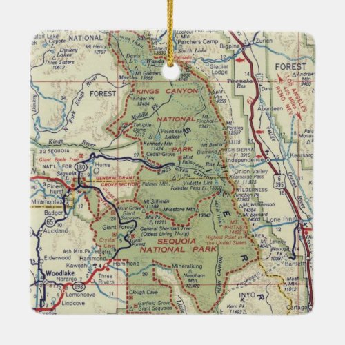 Sequoia National Park Vintage Map Ceramic Ornament