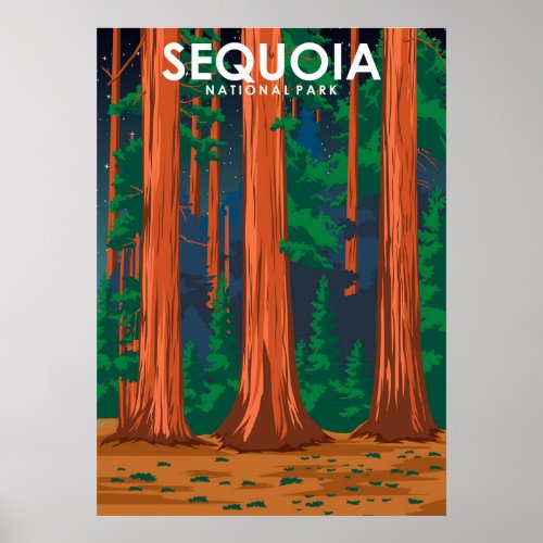 Sequoia National Park Vintage Travel Poster