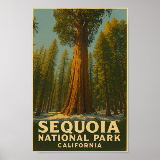 Sequoia National Park Vintage Travel Poster