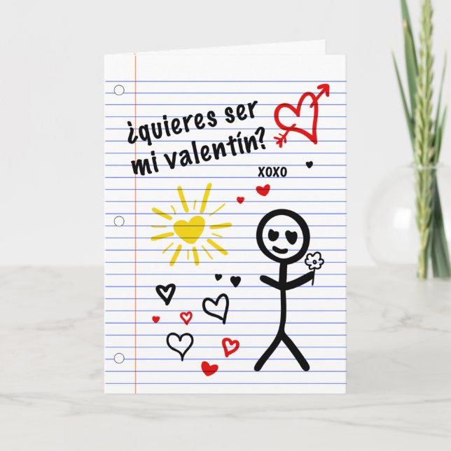 ser mi valentin bocetos de papel de cuaderno holiday card (Front)