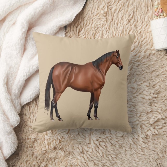Serafina - bay horse, standing -  throw pillow (Blanket)