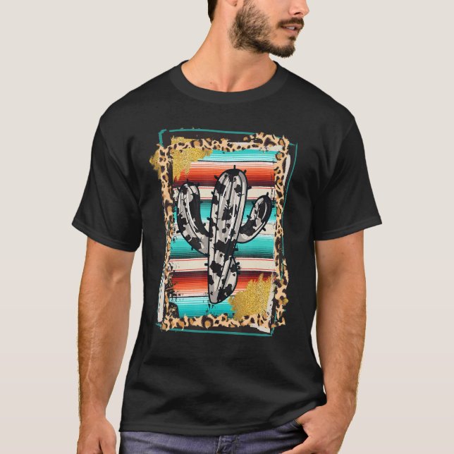 SERAPE CACTUS Leopard Cow Pattern Print Cowgirl Ro T-Shirt (Front)