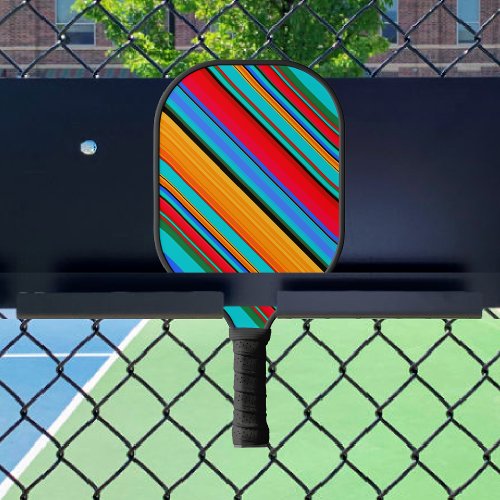 Serape Design in Teal Red Yellow Green Blue Pickleball Paddle
