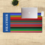 Serape Mexican Stripes Monogram Name Desk Mat<br><div class="desc">This design was created though digital art. It may be personalized in the area provided by changing the photo and/or text. Or it can be customized by choosing the click to customize further option and delete or change the color the background, add text, change the text color or style, or...</div>