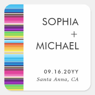 Serape Spring Minimal Wedding Invitation Square Sticker