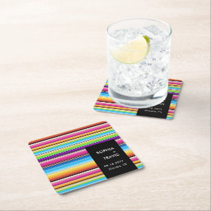 Serape Spring Stripes   Wedding  Square Paper Coaster