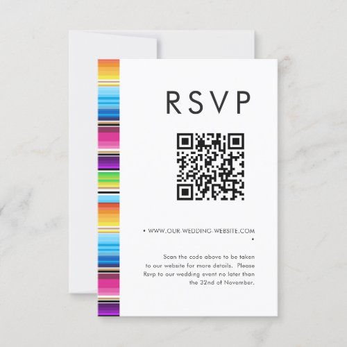 Serape Spring  Wedding QR code RSVP Invitation