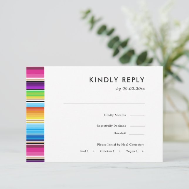 Serape Spring | Wedding RSVP + Meal Choice Card (Standing Front)
