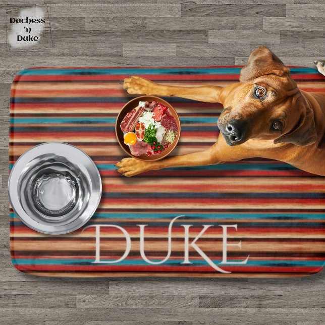 Serape Stripe Western Personalized Dog Feeding Mat (Serape Stripe Western Personalized Dog Feeding Mat)