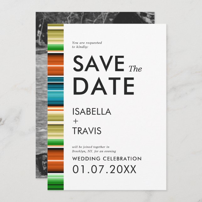 Serape Summer Stripes | Photo Save the Date Invitation (Front/Back)