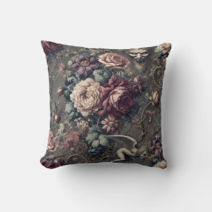 Seraph Hunting – Gothic Floral Design Throw Pillow