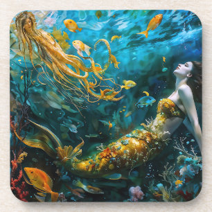 “Seraphina” – Beautiful Mystical Mermaid Beverage Coaster