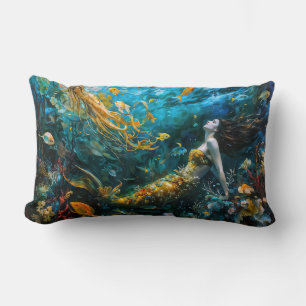 “Seraphina” – Beautiful Mystical Mermaid Lumbar Pillow