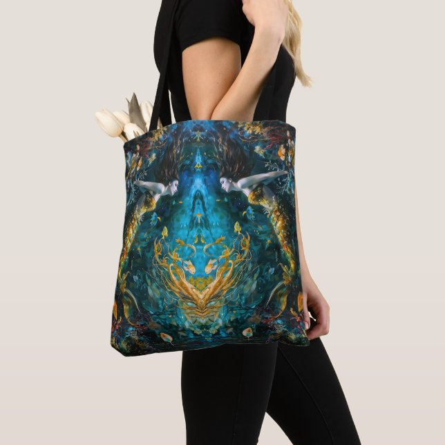 “Seraphina” – Beautiful Mystical Mermaid Tote Bag (Close Up)