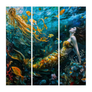 “Seraphina” – Beautiful Mystical Mermaid Triptych