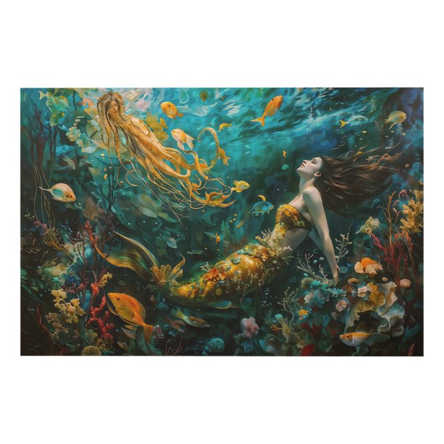 “Seraphina” – Beautiful Mystical Mermaid Wood Wall Art (Front)
