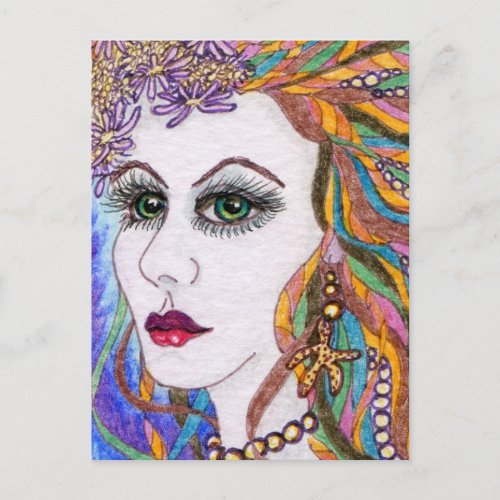 Seraphina Mermaid Portrait Goddess Postcard