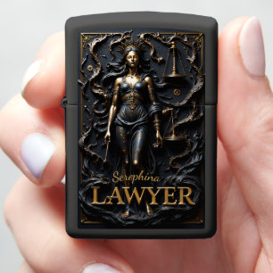 Seraphina's Dark Ornate Lady Justice Gift Zippo Lighter