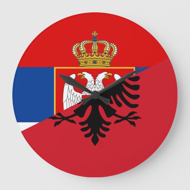 serbia albania flag country half symbol large clock (Front)