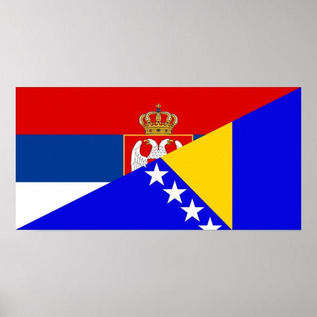 serbia bosnia Herzegovina flag country half symbol Poster (Front)