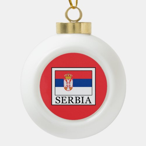 Serbia Ceramic Ball Christmas Ornament