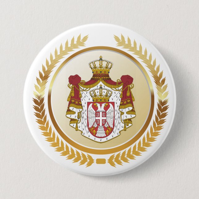 Serbia Coat of Arms Button (Front)