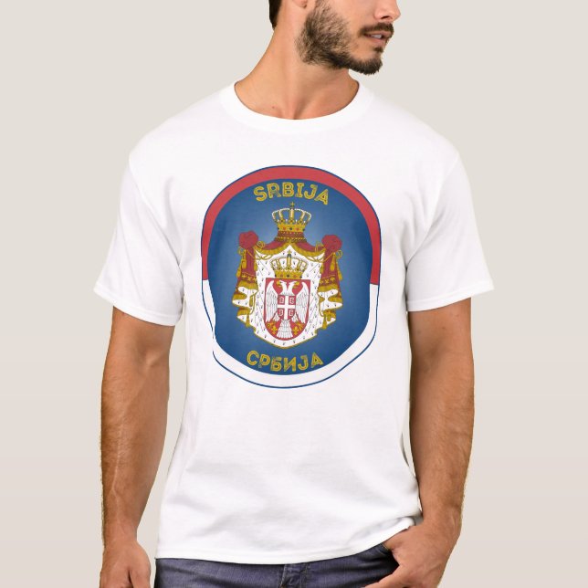 Serbia Coat of Arms Circle Shape  T-Shirt (Front)