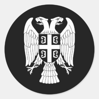 Serbia coat of arms, double-headed white eagle classic round sticker