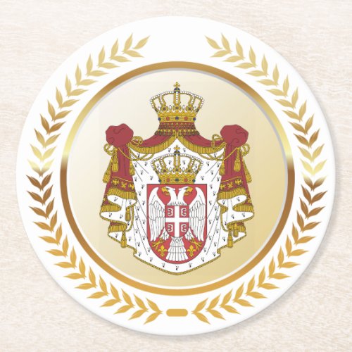Serbia Coat of Arms Round Paper Coaster