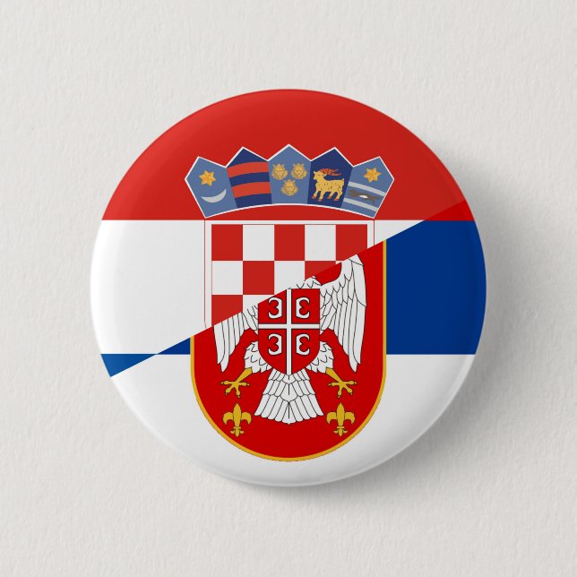 serbia croatia flag country half symbol button (Front)
