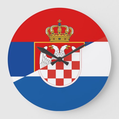 serbia croatia flag country half symbol large clock