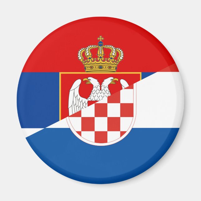 serbia croatia flag country half symbol magnet (Front)