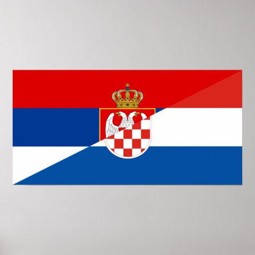 serbia croatia flag country half symbol poster