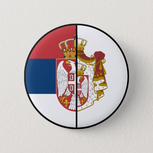 Serbia Flag and Coat of Arms Patriotic Button