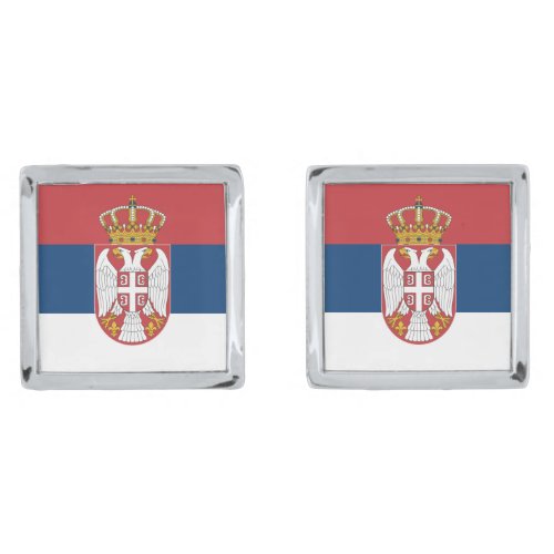 Serbia Flag and Coat Of Arms Patriotic Cufflinks