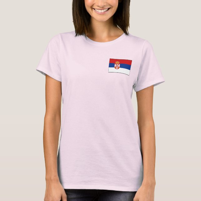 Serbia Flag and Map dk T-Shirt (Front)