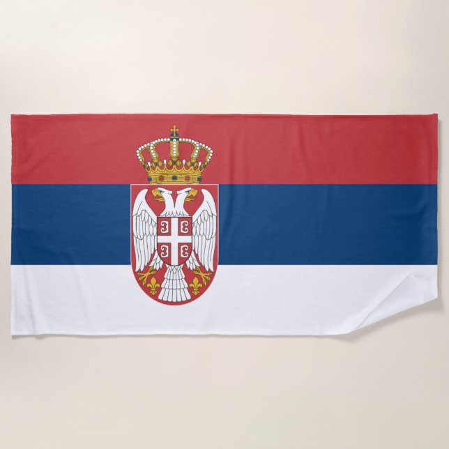 Serbia Flag Beach Towel (Front)