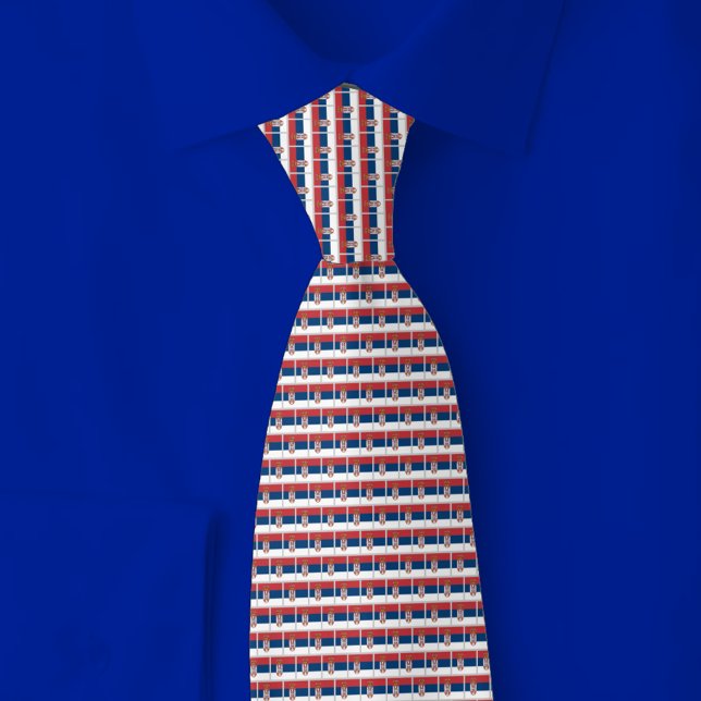 Serbia Flag Brick Pattern Neck Tie (Creator Uploaded)
