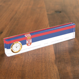 Serbia flag desk name plate