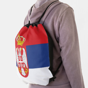 Serbia flag drawstring bag