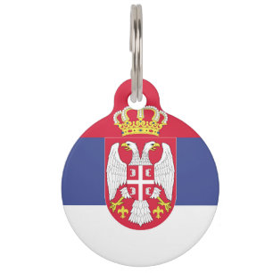 Serbia Flag Emblem Pet ID Tag