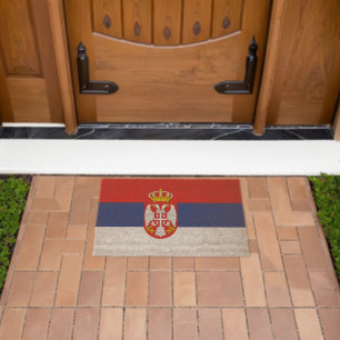 Serbia flag fiber doormat