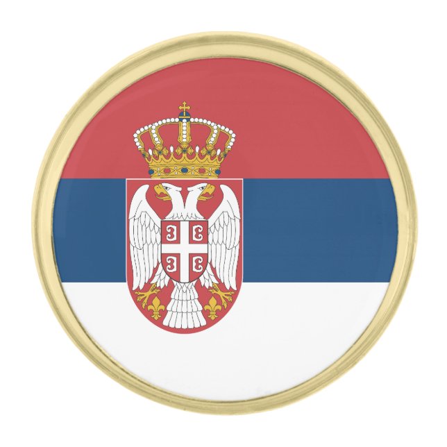 Serbia Flag Gold Finish Lapel Pin (Front)