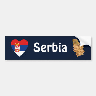 Serbia Flag Heart + Map Bumper Sticker