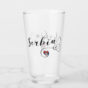 Serbia Flag Heart, Republika Srbija Glass