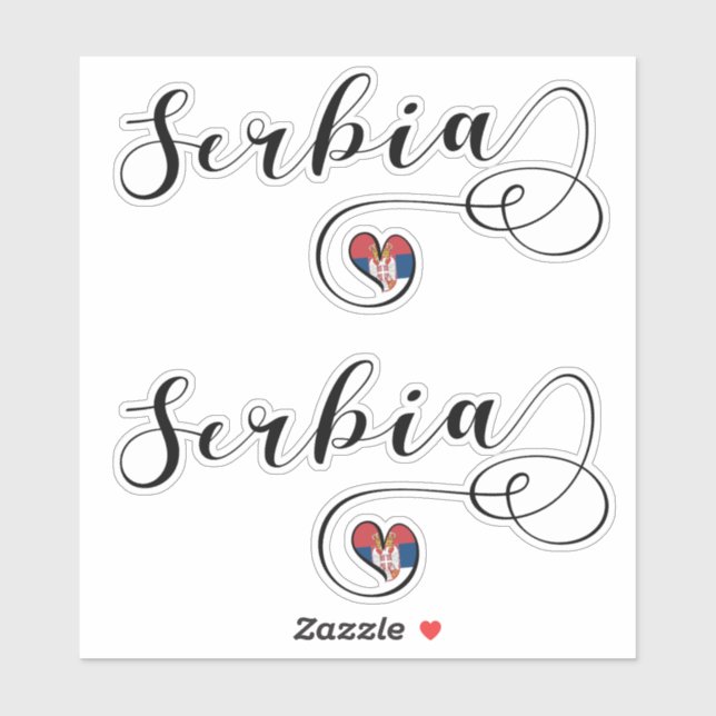 Serbia Flag Heart, Republika Srbija  Sticker (Sheet)