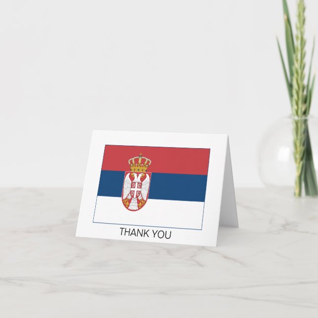 Serbia Flag Letterpress Thank You Card (Front)