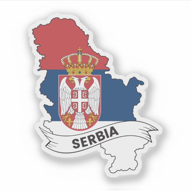 Serbia Flag Map Sticker (Front)
