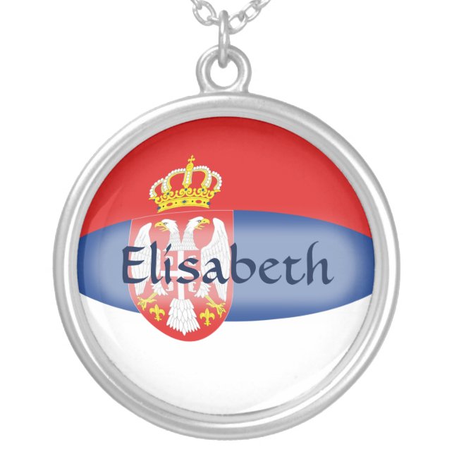Serbia Flag + Name Necklace (Front)