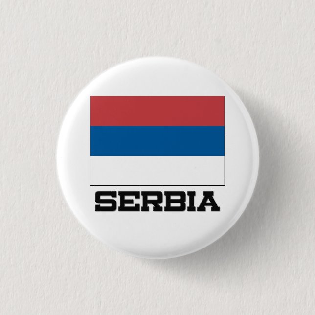 Serbia Flag Pinback Button (Front)